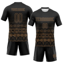 Load image into Gallery viewer, Custom Black Old Gold Geometric Shape Sublimation Volleyball Uniform Jersey