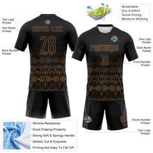 Load image into Gallery viewer, Custom Black Old Gold Geometric Shape Sublimation Volleyball Uniform Jersey