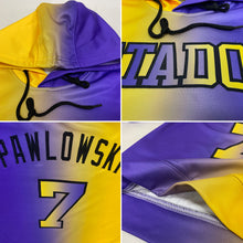 Загрузить изображение в средство просмотра галереи, Custom Stitched Purple Yellow-Black Gradient Fashion Sports Pullover Sweatshirt Hoodie