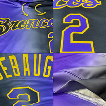 Загрузить изображение в средство просмотра галереи, Custom Stitched Black Purple-Gold Gradient Fashion Sports Pullover Sweatshirt Hoodie