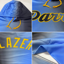 Загрузить изображение в средство просмотра галереи, Custom Stitched Black Powder Blue-Gold Gradient Fashion Sports Pullover Sweatshirt Hoodie