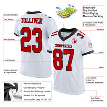 Load image into Gallery viewer, Custom White Red-Black Mesh Authentic Football Jersey