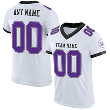 Load image into Gallery viewer, Custom White Purple Gray-Black Mesh Authentic Football Jersey