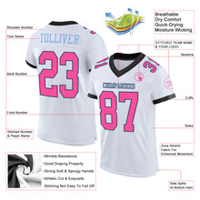 Load image into Gallery viewer, Custom White Pink Black-Light Blue Mesh Authentic Football Jersey