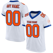 Load image into Gallery viewer, Custom White Orange-Royal Mesh Authentic Football Jersey