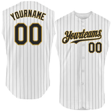 Charger l'image dans la galerie, Custom White Black Pinstripe Old Gold Authentic Sleeveless Baseball Jersey