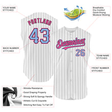 Charger l'image dans la galerie, Custom White Black Pinstripe Light Blue-Pink Authentic Sleeveless Baseball Jersey