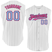 Charger l'image dans la galerie, Custom White Black Pinstripe Light Blue-Pink Authentic Sleeveless Baseball Jersey