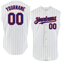 Charger l'image dans la galerie, Custom White Royal Pinstripe Red Authentic Sleeveless Baseball Jersey