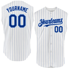 Charger l'image dans la galerie, Custom White Royal Pinstripe Light Blue Authentic Sleeveless Baseball Jersey