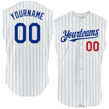 Charger l'image dans la galerie, Custom White Royal Pinstripe Red Authentic Sleeveless Baseball Jersey