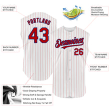 Charger l'image dans la galerie, Custom White Red Pinstripe Royal Authentic Sleeveless Baseball Jersey