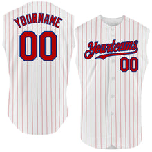 Charger l'image dans la galerie, Custom White Red Pinstripe Royal Authentic Sleeveless Baseball Jersey