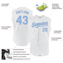 Load image into Gallery viewer, Custom White Light Blue Pinstripe Gray Authentic Sleeveless Baseball Jersey