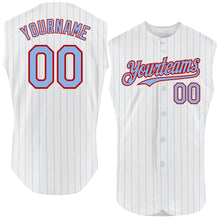 Charger l'image dans la galerie, Custom White Light Blue Pinstripe Red Authentic Sleeveless Baseball Jersey