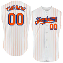 Charger l'image dans la galerie, Custom White Orange Pinstripe Royal Authentic Sleeveless Baseball Jersey