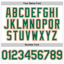 Load image into Gallery viewer, Custom White Kelly Green Pinstripe Orange Authentic Sleeveless Baseball Jersey