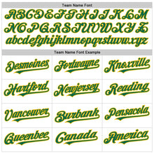 Load image into Gallery viewer, Custom White Kelly Green Pinstripe Gold Authentic Sleeveless Baseball Jersey