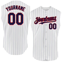 Charger l'image dans la galerie, Custom White Navy Pinstripe Red Authentic Sleeveless Baseball Jersey