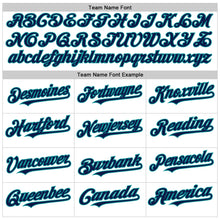 Load image into Gallery viewer, Custom White Navy Pinstripe Teal Authentic Sleeveless Baseball Jersey