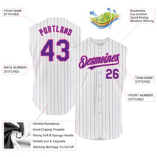 Charger l'image dans la galerie, Custom White Purple Pinstripe Pink Authentic Sleeveless Baseball Jersey