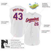 Charger l'image dans la galerie, Custom White Purple Pinstripe Orange Authentic Sleeveless Baseball Jersey