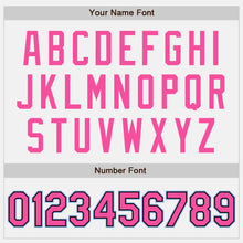 Load image into Gallery viewer, Custom White (Black Pink Pinstripe) Pink Black-Light Blue Authentic Baseball Jersey