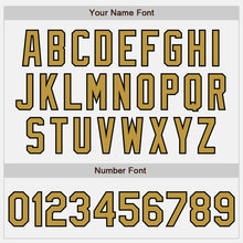 Load image into Gallery viewer, Custom White (Black Old Gold Pinstripe) Old Gold-Black Authentic Baseball Jersey