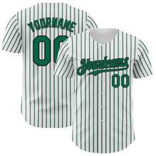 Загрузить изображение в средство просмотра галереи, Custom White (Black Kelly Green Pinstripe) Kelly Green-Black Authentic Baseball Jersey