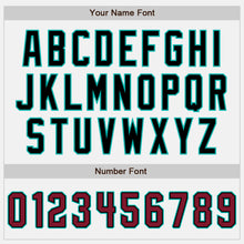 Load image into Gallery viewer, Custom White (Black Crimson Pinstripe) Crimson Black-Aqua Authentic Baseball Jersey
