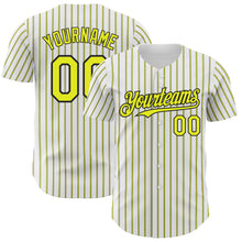 Load image into Gallery viewer, Custom White (Black Neon Yellow Pinstripe) Silver-Black Authentic Baseball Jersey