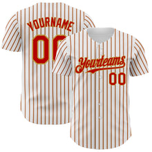 Load image into Gallery viewer, Custom White (Red Old Gold Pinstripe) Red-Old Gold Authentic Baseball Jersey