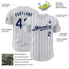 Load image into Gallery viewer, Custom White (Navy Gray Pinstripe) Navy-Gray Authentic Baseball Jersey