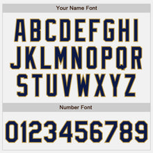 Load image into Gallery viewer, Custom White (Navy Old Gold Pinstripe) Navy-Old Gold Authentic Baseball Jersey