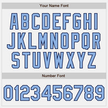 Load image into Gallery viewer, Custom White (Navy Light Blue Pinstripe) Light Blue-Navy Authentic Baseball Jersey
