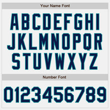 Load image into Gallery viewer, Custom White (Navy Teal Pinstripe) Navy-Teal Authentic Baseball Jersey
