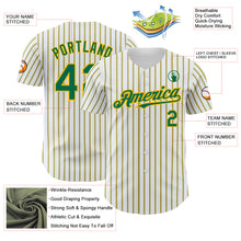 Load image into Gallery viewer, Custom White (Kelly Green Gold Pinstripe) Kelly Green-Gold Authentic Baseball Jersey
