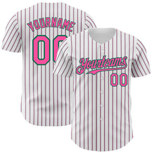 Load image into Gallery viewer, Custom White (Kelly Green Pink Pinstripe) Pink-Kelly Green Authentic Baseball Jersey