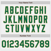 Load image into Gallery viewer, Custom White (Kelly Green Old Gold Pinstripe) Kelly Green-Old Gold Authentic Baseball Jersey