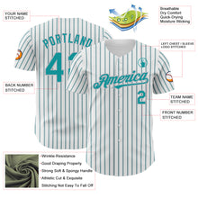 Load image into Gallery viewer, Custom White (Teal Gray Pinstripe) Teal-Gray Authentic Baseball Jersey