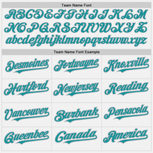 Load image into Gallery viewer, Custom White (Teal Gray Pinstripe) Teal-Gray Authentic Baseball Jersey