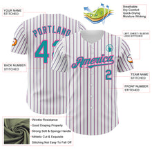 Load image into Gallery viewer, Custom White (Teal Pink Pinstripe) Teal-Pink Authentic Baseball Jersey
