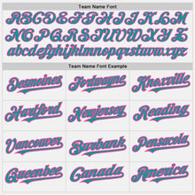 Load image into Gallery viewer, Custom White (Teal Pink Pinstripe) Teal-Pink Authentic Baseball Jersey