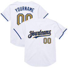 Загрузить изображение в средство просмотра галереи, Custom White Old Gold-Royal Mesh Authentic Throwback Baseball Jersey