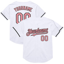 Загрузить изображение в средство просмотра галереи, Custom White Medium Pink-Black Mesh Authentic Throwback Baseball Jersey