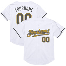 Charger l'image dans la galerie, Custom White Steel Gray-Old Gold Mesh Authentic Throwback Baseball Jersey