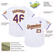 Загрузить изображение в средство просмотра галереи, Custom White Purple-Gold Mesh Authentic Throwback Baseball Jersey