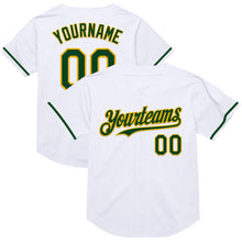 Загрузить изображение в средство просмотра галереи, Custom White Green-Gold Mesh Authentic Throwback Baseball Jersey