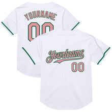 Загрузить изображение в средство просмотра галереи, Custom White Medium Pink-Kelly Green Mesh Authentic Throwback Baseball Jersey