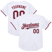 Загрузить изображение в средство просмотра галереи, Custom White Crimson-Gray Mesh Authentic Throwback Baseball Jersey